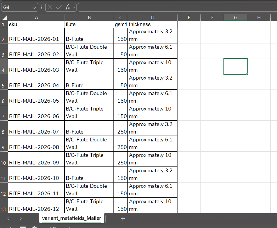 Metafield CSV