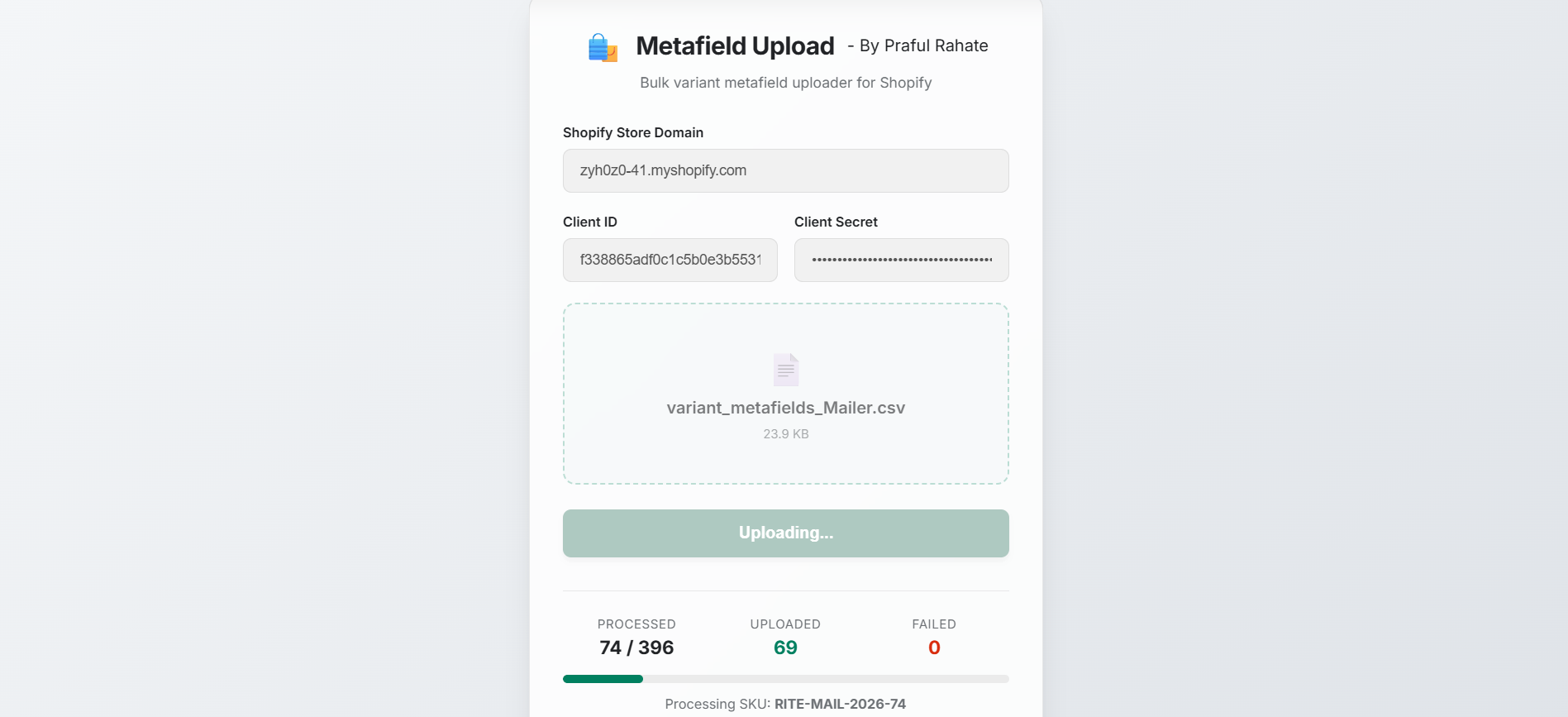 Metafield Upload